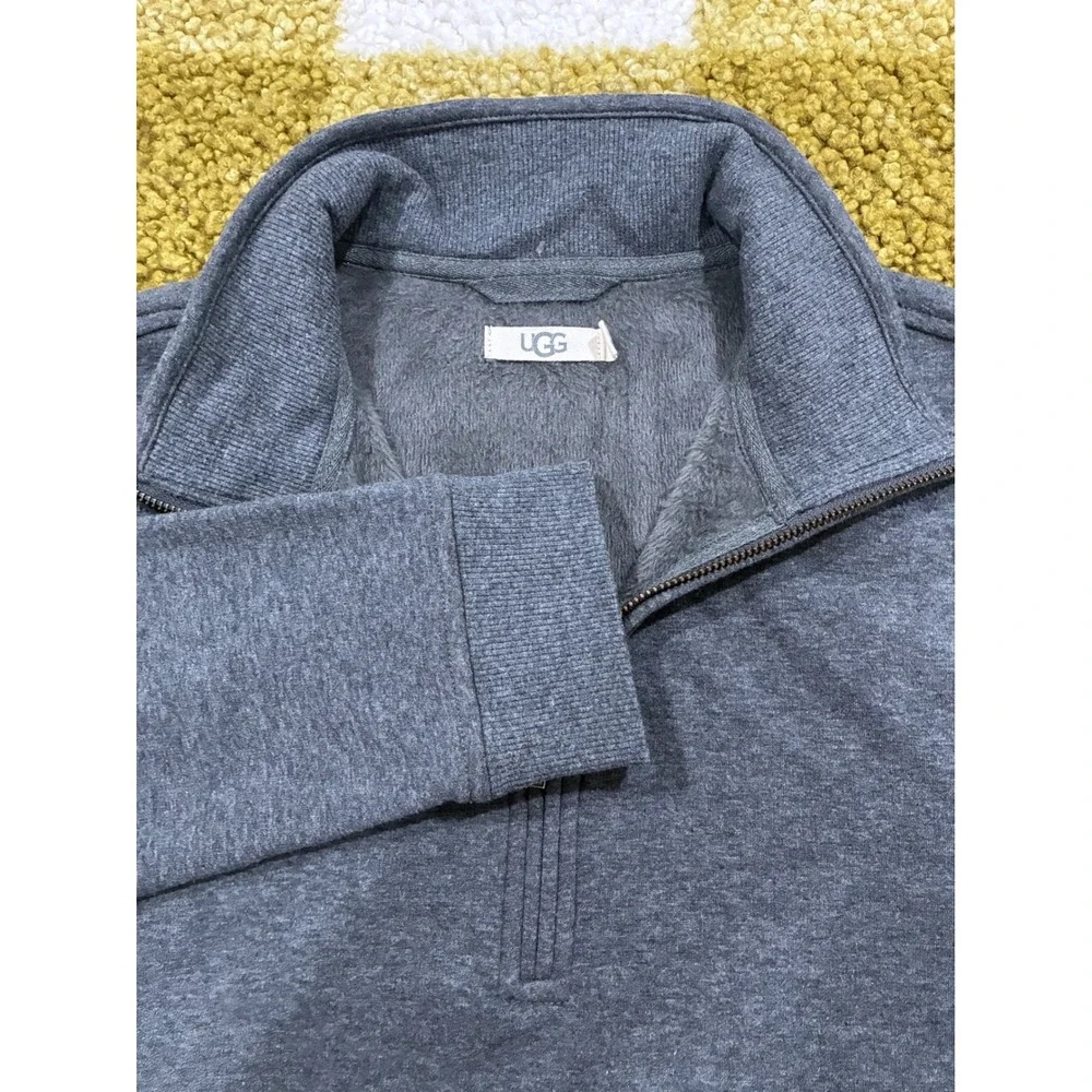 UGG Mens Charcoal‎ Grey Fleece Lined Quarter Zip Pullover Sweater Size M